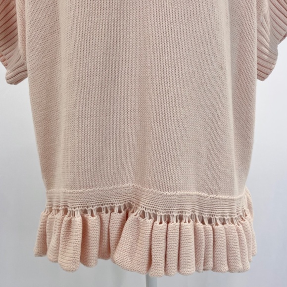 French Connection Ruffle Hem Short Sleeve Sweater Jumper Blush Pink Size Small - Picture 14 of 16